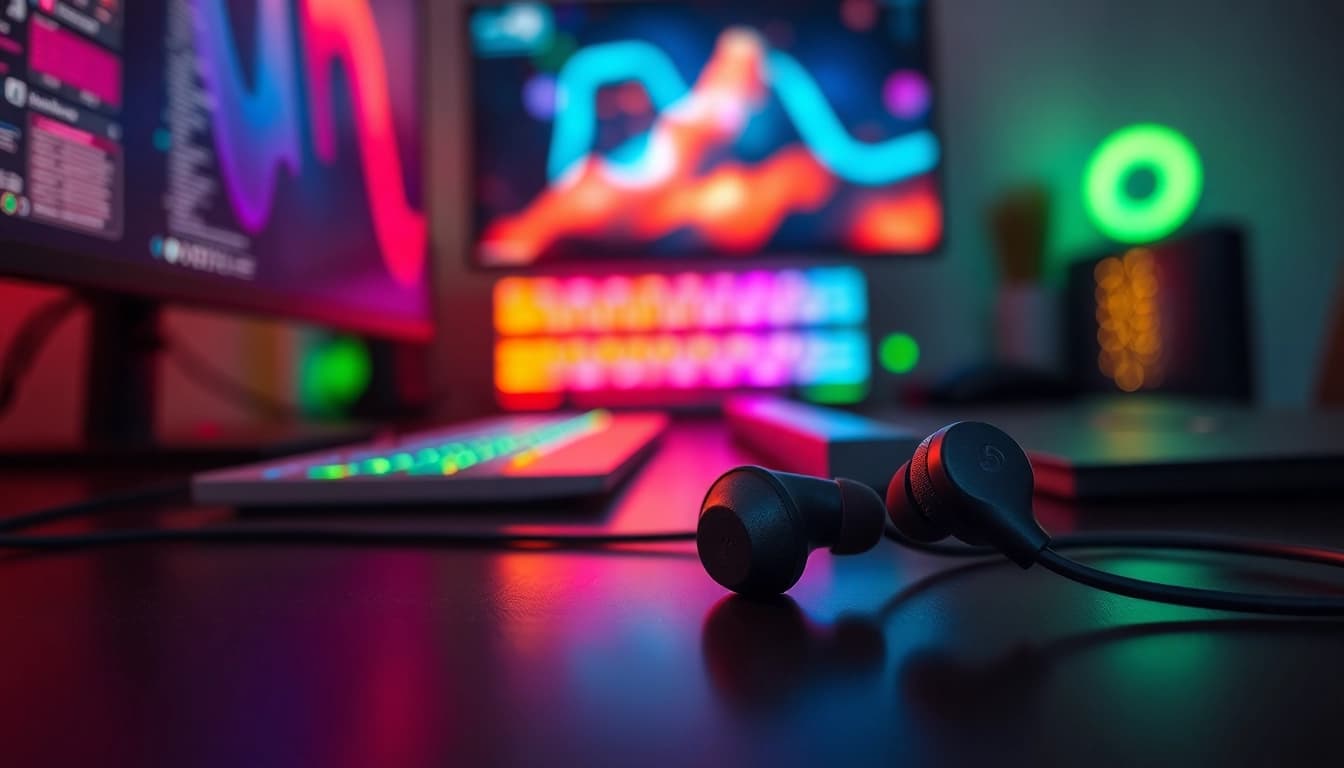 Experience immersive sound with PRO60 Gaming Earbuds featuring a sleek design and customizable fit.