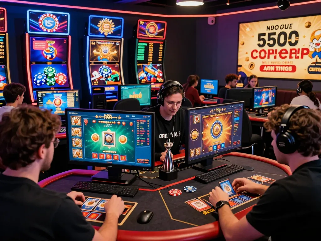 Engaged players on the bomwin online gaming platform, enjoying interactive casino games with vibrant visuals.
