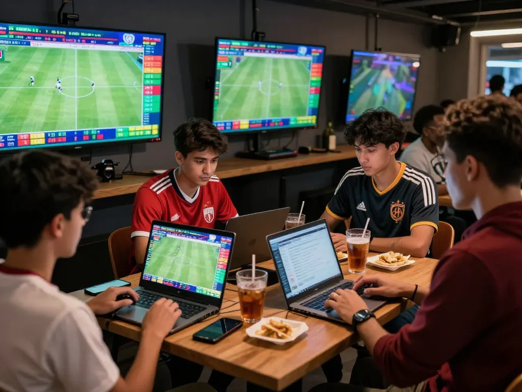 Fans actively engaging with 1gom betting odds during live soccer matches.