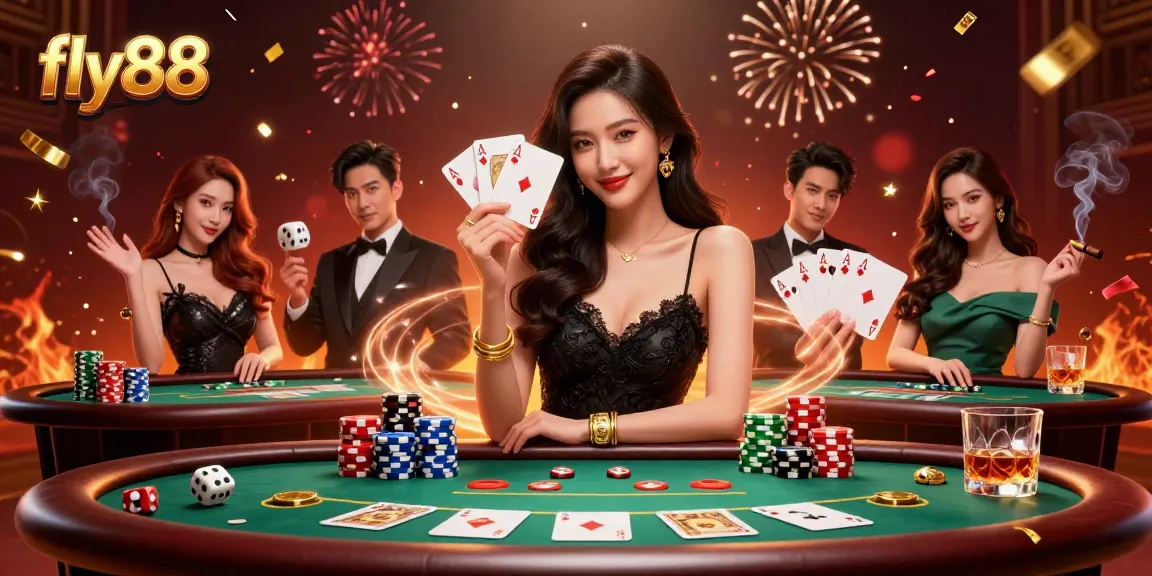 Experience the thrilling excitement of fly88 casino with vibrant 3D illustration of poker action.
