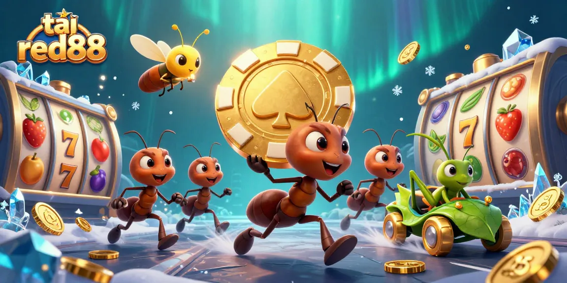 Engage in thrilling gaming action at tại red88 with a team of cunning ants heisting a giant poker chip.