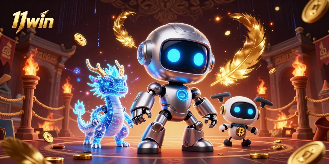 Experience the excitement of 11win with a dynamic casino-themed illustration featuring cyberpunk characters.