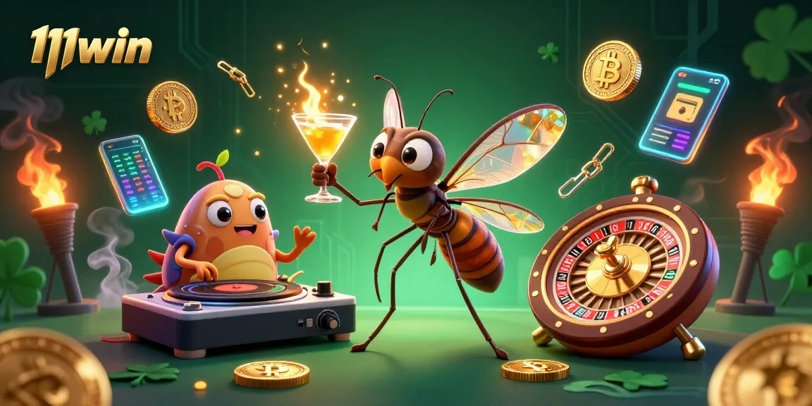 Experience thrilling gaming opportunities at 11win with vibrant casino characters and crypto elements.