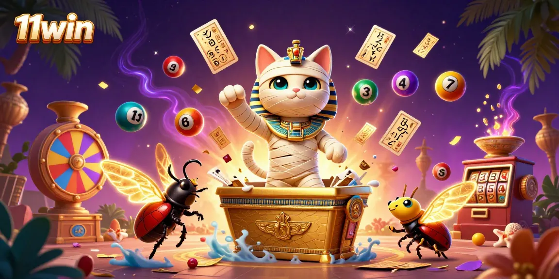 Experience thrilling gameplay at 11win with our vibrant casino illustration showcasing exciting lottery and slot elements.